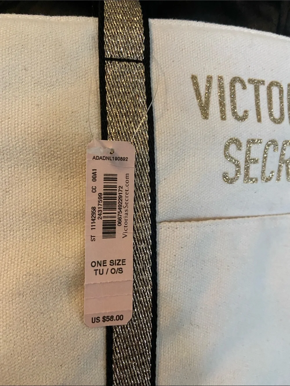 NWT VS Tote with Gold Glitter Trim. Has been in storage for years!🤯